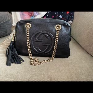 Gucci Black Grained Leather Soho Chain ShoulderBag